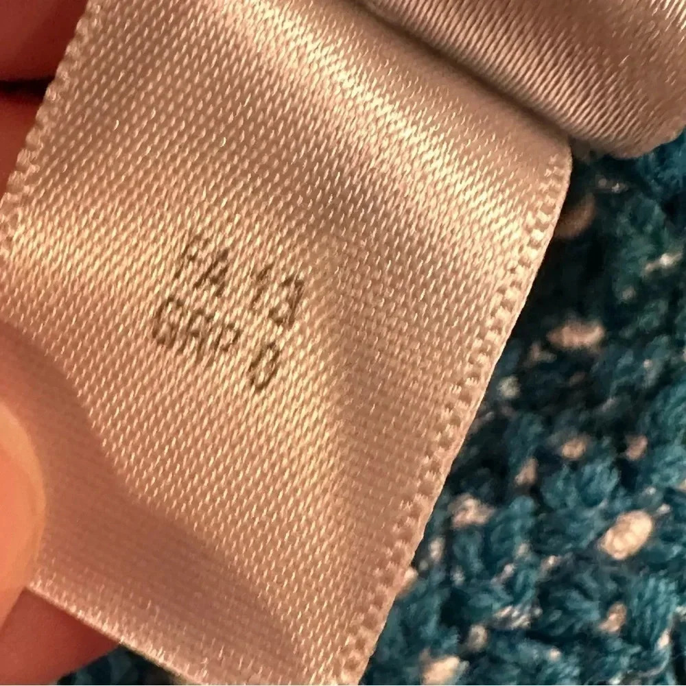 St John Teal Blue Wool Blend Woven Knit Sweater Size Medium - Picture 8 of 9